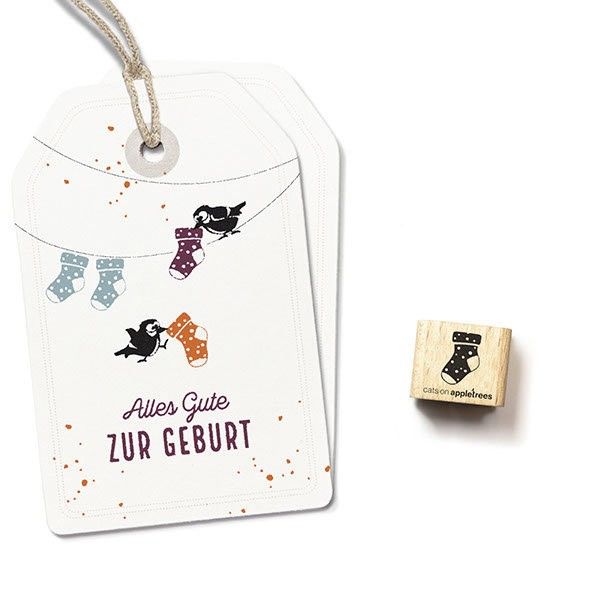 Cats on Appletrees Mini Stamp - Baby Socks