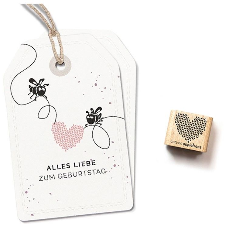 Cats on Appletrees Mini Stamp Knitted Heart 