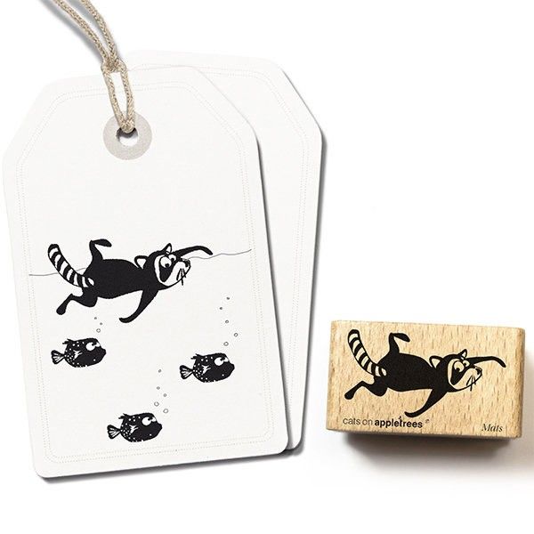 Cats on Appletrees Stamp - Swimming Racoon Mats