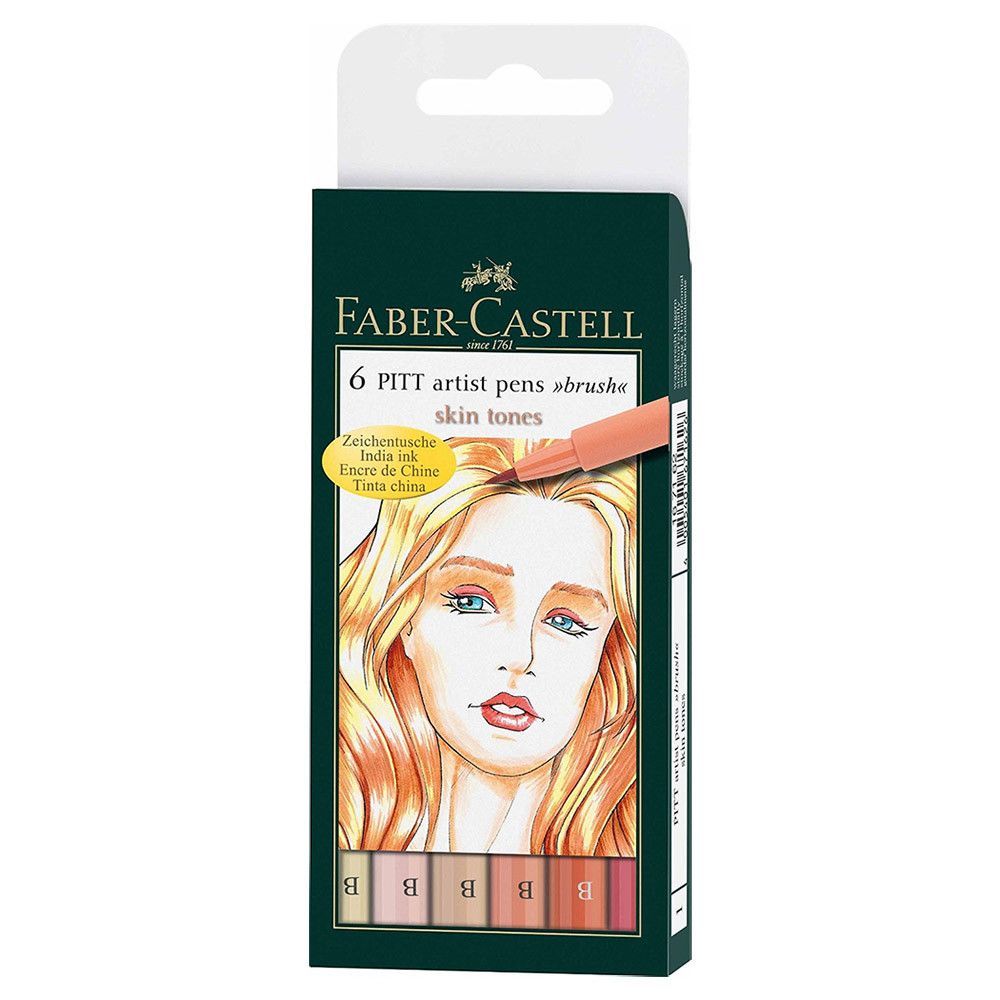 Faber-Castell 6 PITT Brush Artist Tekenstift Skin Tones