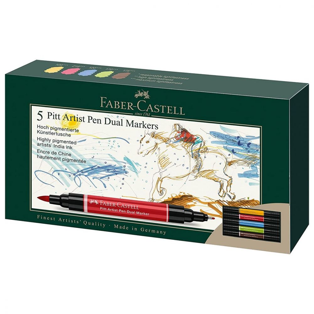 Faber-Castell Tekenstift Pitt Artist Duo Marker - Set van 5