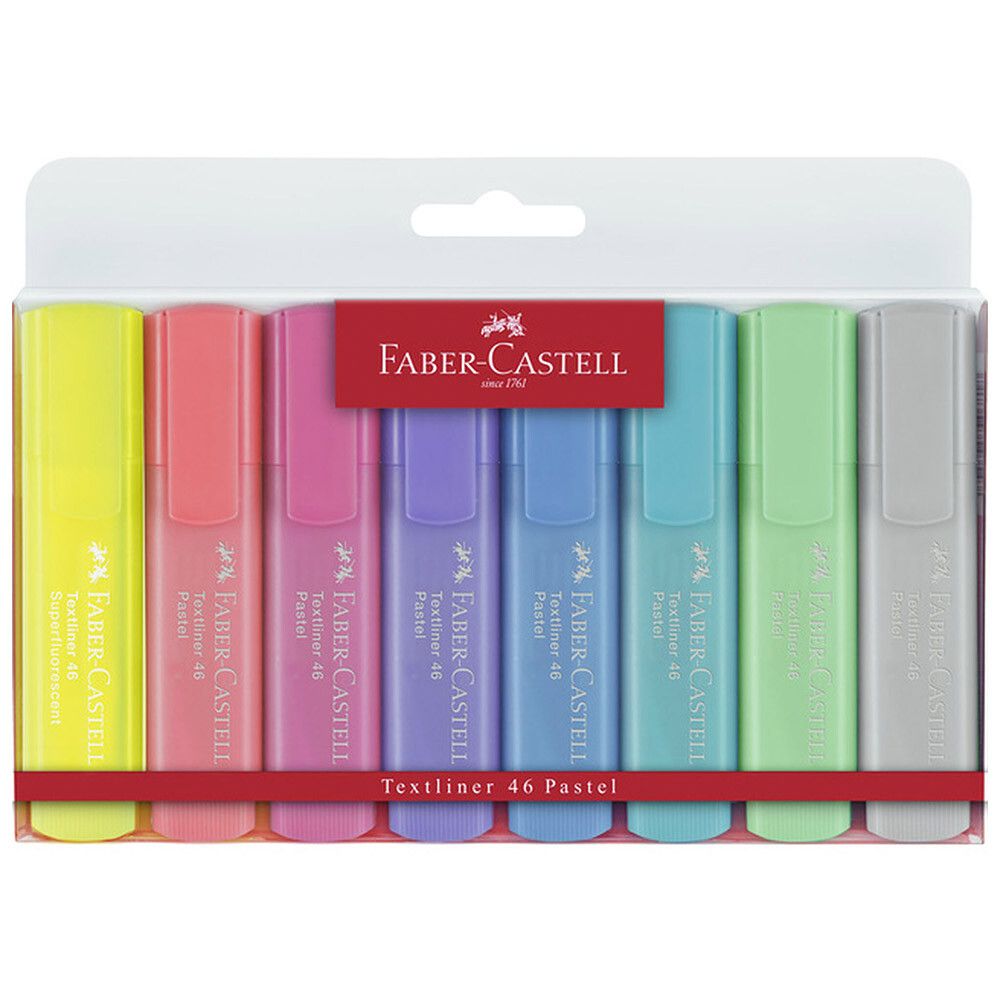 Faber-Castell Tekstmarkers Pastel Set van 8 