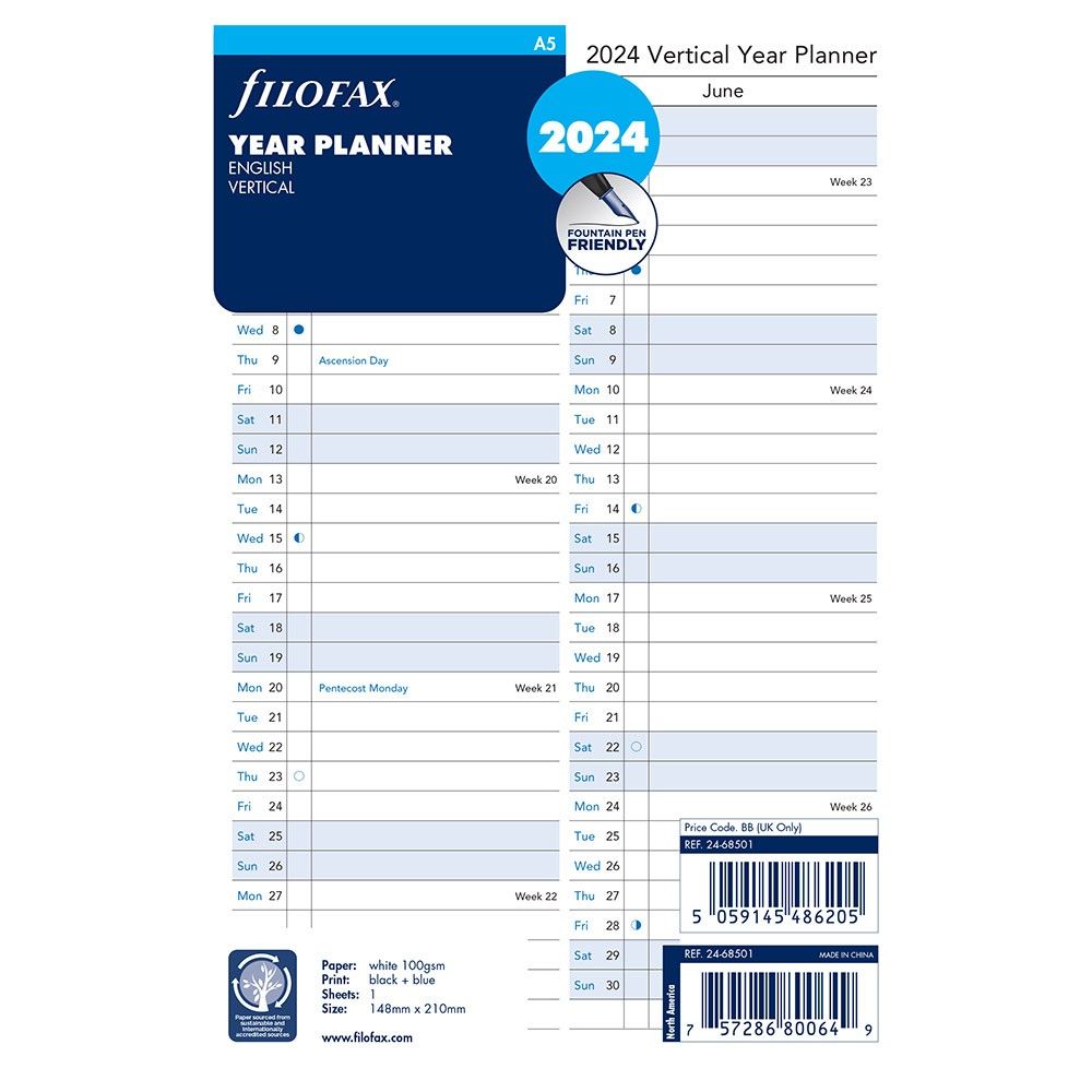 Filofax Clipbook & Organiser Jaarplanner 2024 A5 - Uitklapbaar