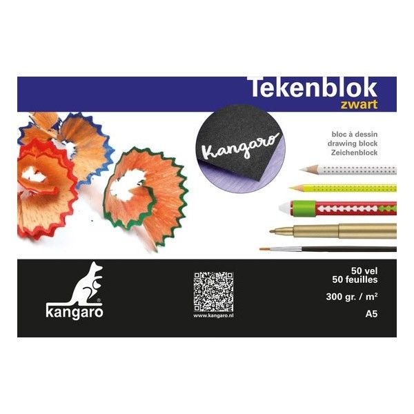 Kangaro Tekenblok A5  - Zwart papier