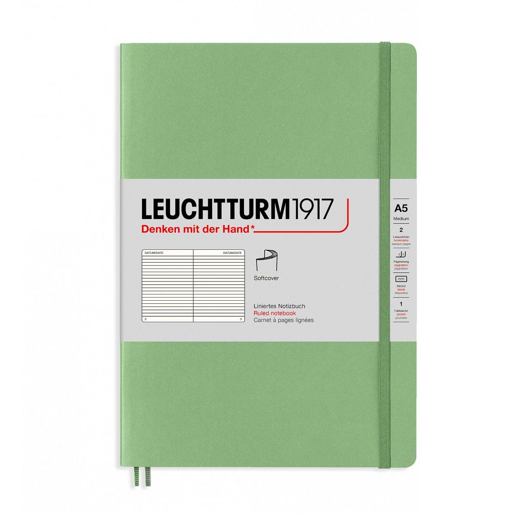 Leuchtturm1917 Medium A5 Notitieboek Soft Cover Muted Colours Sage - Gelinieerd