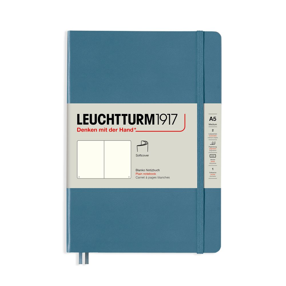 Leuchtturm1917 Medium A5 Notitieboek Soft Cover Rising Colours Stone Blue - Ongelinieerd