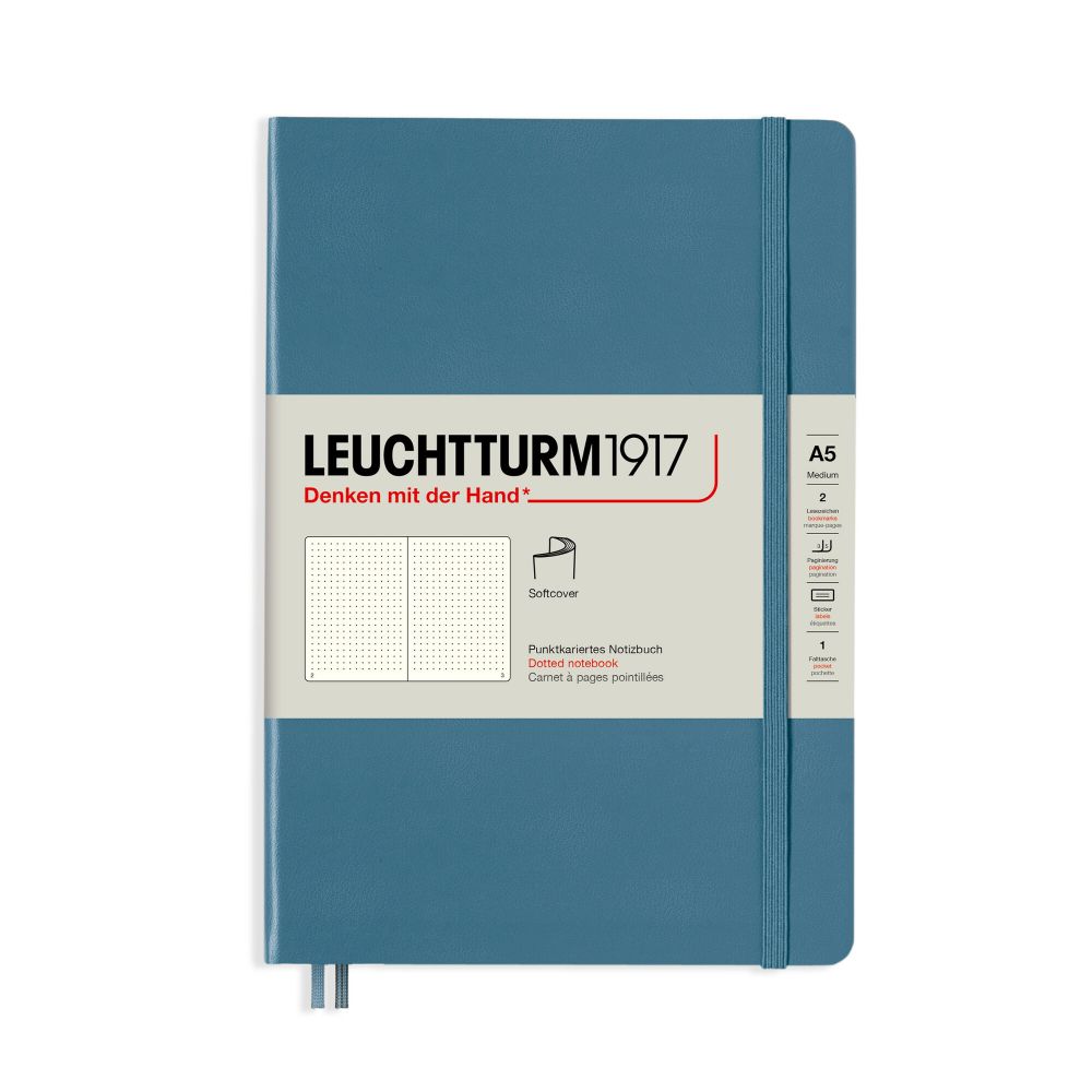 Leuchtturm1917 Medium A5 Notitieboek Soft Cover Rising Colours Stone Blue - Dotted