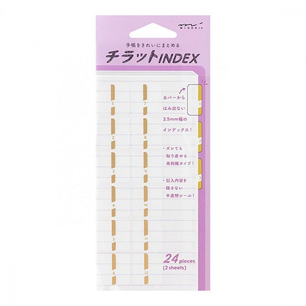Midori Index Label Chiratto Numbers Gold