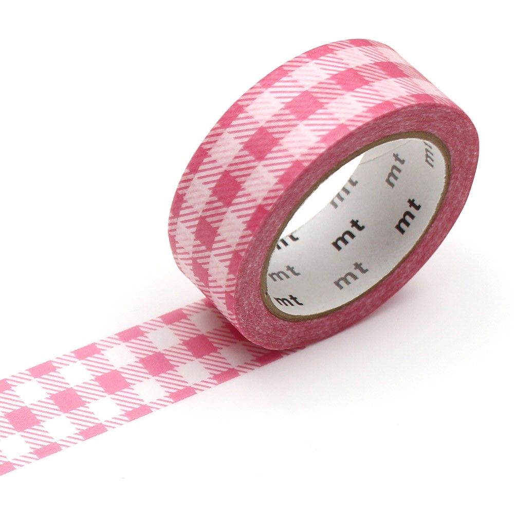 MT Masking Tape - Stripe Checkered Pink 15mm x 7m