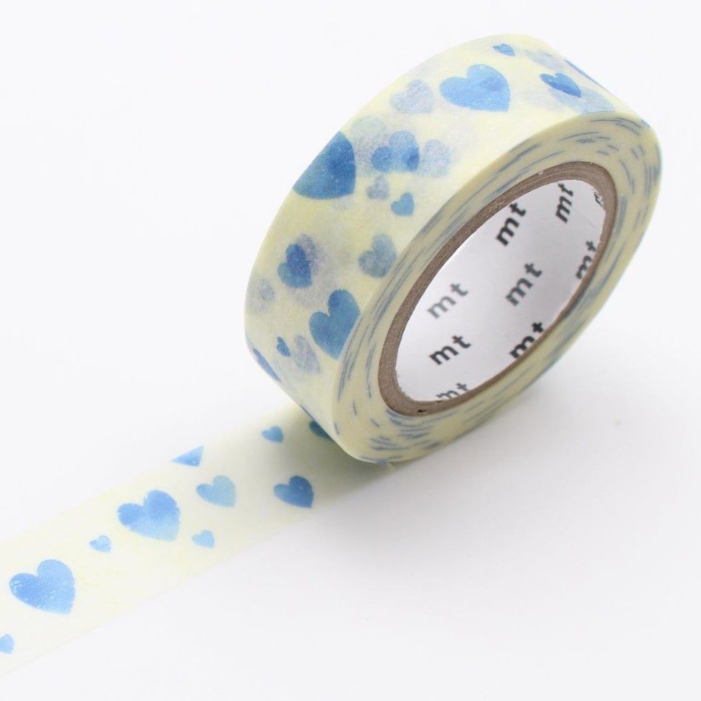 MT Masking Tape - Heart Stamp Blue - 15mm - 10m