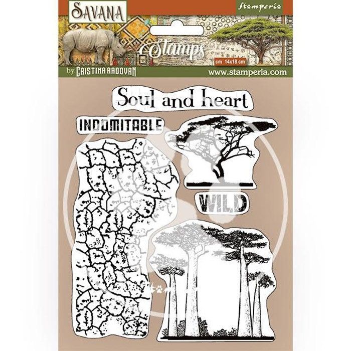 Stamperia Cling Stamp - Savana Crackle and Tree