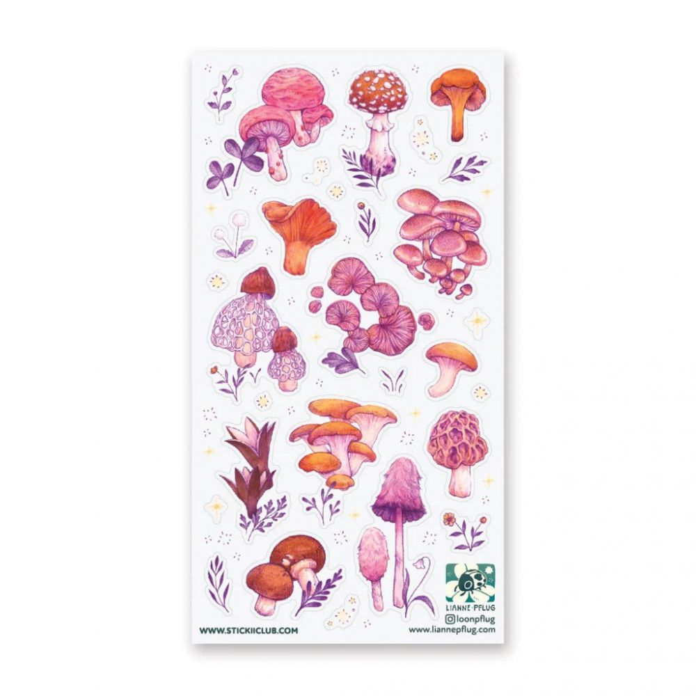 Stickii Sticker Colorful Woodland Mushrooms