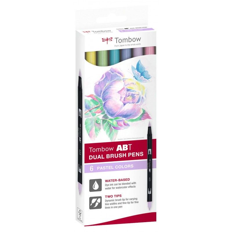 Tombow ABT Dual Brush Pen Set van 6 Pastel