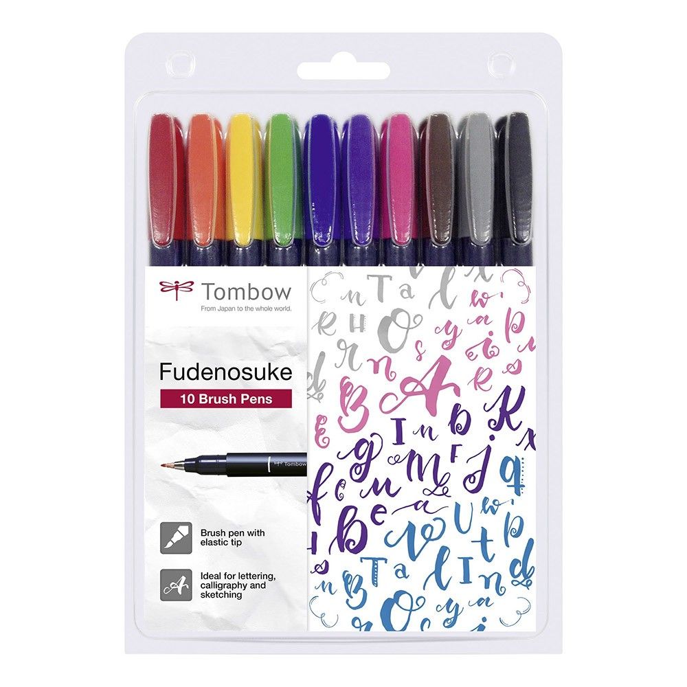 Tombow Fudenosuke Brush Pens - Set van 10