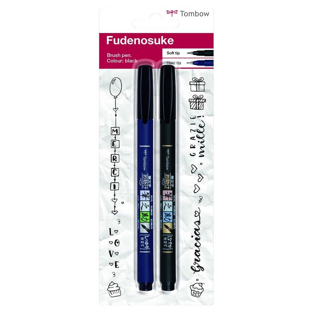 Tombow Fudenosuke Brush Pen Black - 2 Stuks