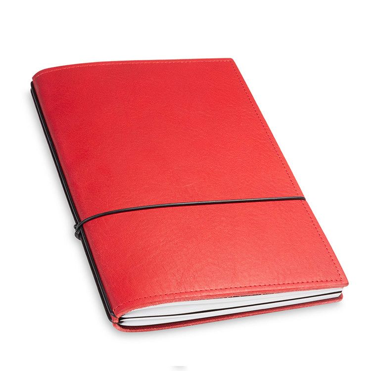 X17 Notebook A5 Leder Natur Rood - 2 katernen