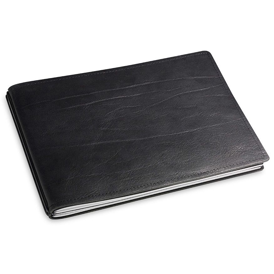 X17 Notebook A5+ Quer Leder Zwart - 2 katern