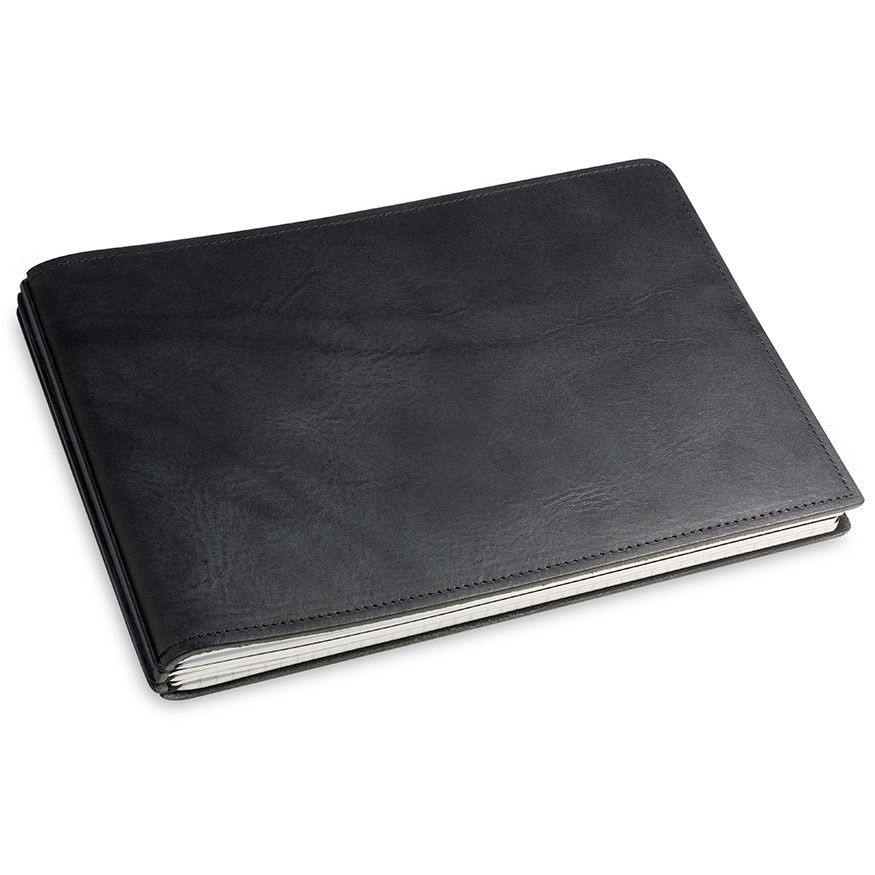 X17 Notebook A5+ Quer Leder Zwart - 3 katern