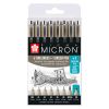 Sakura Pigma Micron 6 zwarte fineliners + Brushpen + Pigment pen